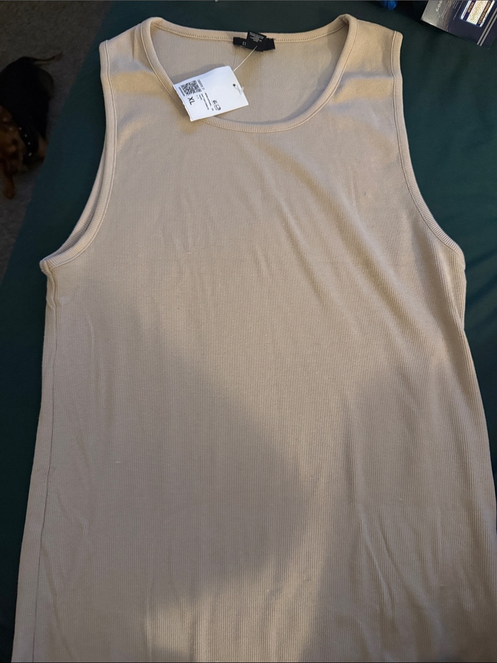Sleeveless Ribbed Tank Top - Beige **NWT
